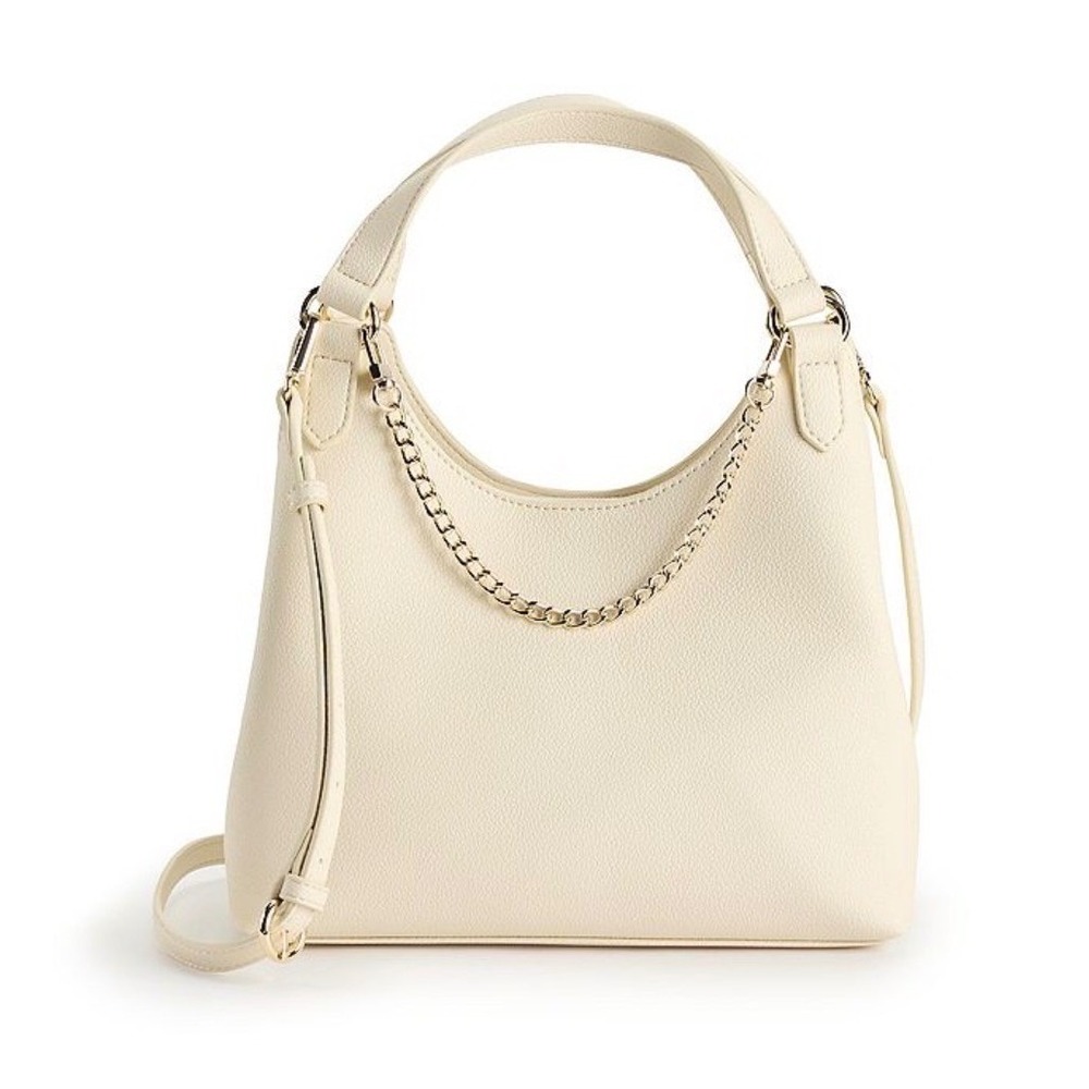 LC Lauren Conrad Autumn Charm Top Handle Bag White Oak Crossbody Gold Hardware